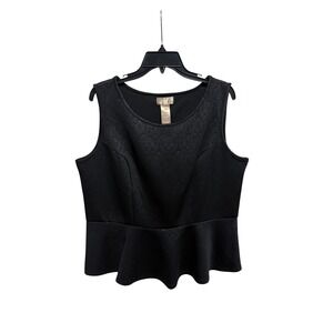 MISS TINA by Tina Knowles Black Peplum Top Textured Sleeveless XXL 2XG 20